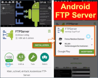 Android App: FTPServer  für ftp Zugriff vom PC auf das Smartphone