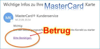 Gefälschte Email von MasterCard Kundenservice