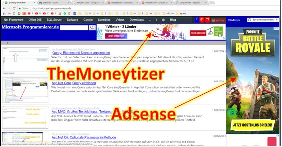 TheMoneytizer : Google Adsense geblockt