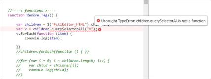ncaught TypeError childrenSelectorAll is not a function